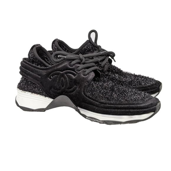 CHANEL Shoes - Chanel 18A Black Stretch Knit Sock CC Sneakers